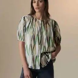 Women Chevron Print Relaxed Fit Round-Neck Top-picture-14