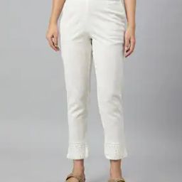 Women Slim Fit Pants with Elasticated Waist-image-60