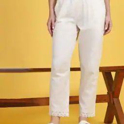 Women Relaxed Fit Pants with Lace Hem-picture-32