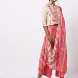Printed Top with Palazzos with Overlay-image-1