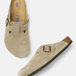 Birkenstock Boston Soft Footbed Taupe Regular Width Suede Leather Clogs-picture-9