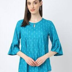 Printed Top with Flounce Sleeves-image-23