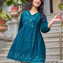 Women Embroidery Flared Dress-image-20