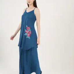 Embroidered Cowl-Neck Skirt Suit Set-image-91
