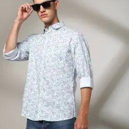 Men Leaf Print Slim Fit Shirt-image-21