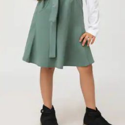 Girls A-Line Skirt with Belt Accent-picture-33