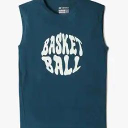 Boys Typographic Print Regular Fit Round-Neck Singlet-image-55