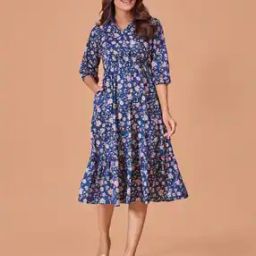 Women Floral Print Fit & Flare Dress-image-28