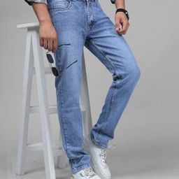 Men Straight Jeans with Slip-Pockets-image-96