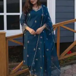 Women Embroidered Straight Kurta with Pants & Dupatta-image-37