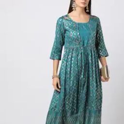 Floral Print Fit & Flare Dress with Waist Tie-Up-image-41