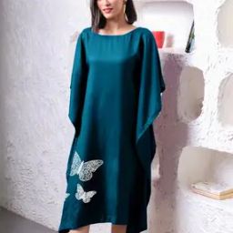 Women Butterfly Print Boat-Neck Kaftan Kurta-image-41