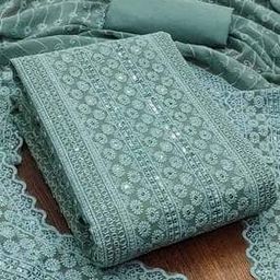 Women Embroidered 3-Piece Unstitched Dress Material-image-1