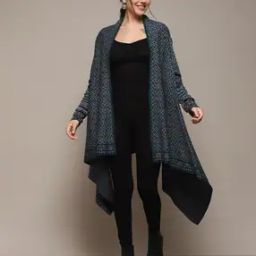 Women Geometric-Knit Yarn-Dyed Regular Fit Shrug-16