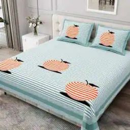 jaipur fabric 254 TC Striped King Bedsheet with Pillow Covers-picture-18