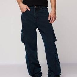 Men Lightly Washed Straight Cargo Jeans-image-56