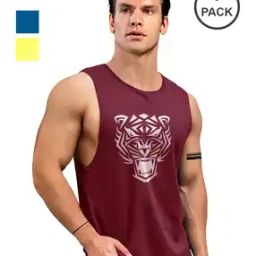 Pack of 3 Men Printed Sleeveless Vests-image-70