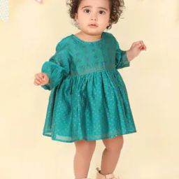 Round Neck Block Print A-line Dress-image-44