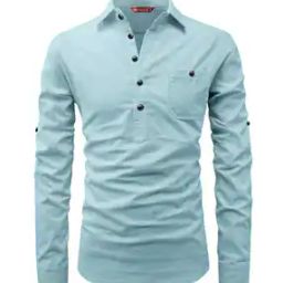 Men Spread-Collar Slim Fit Kurta-image-17