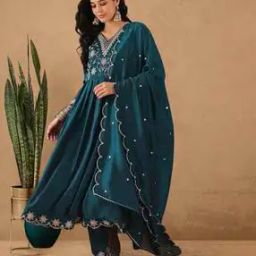 Women Embroidered Flared Kurta Set-picture-19