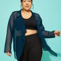 Women High-Low Regular Fit Front-Open Shrug-19