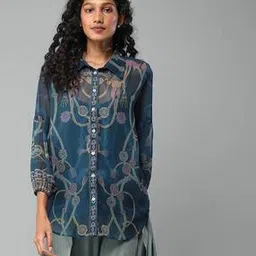 aarke ritu kumar Relaxed Fit Printed Shirt with Camisole-picture-46