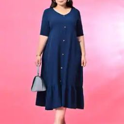 Women A-line Dress with Short Sleeves-image-52