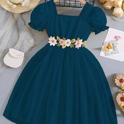 Girls A-Line Dress with Belt-image-66