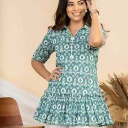 Ikat Print Tunic with Frilled Detail-picture-35