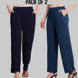 Pack of 2 Women Relaxed Fit Flat-Front Pants-image-18
