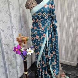 Printed Saree with Tassels-image-69