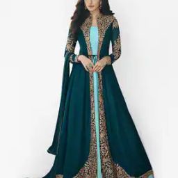 Embroidered 3-Piece Semi-Stitched Anarkali Dress Material-image-33