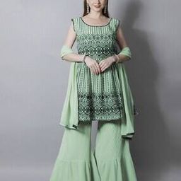 Georgette Embroidered Sharara Kurta Set-image-3