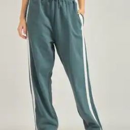  Women Elasticated Drawstring Waist Straight Track Pants-image-12