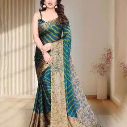 Striped Saree with Running Blouse Piece -image-18