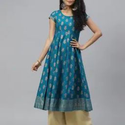 Paisley Print Round-Neck Anarkali Kurta-image-64