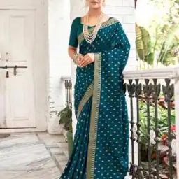 Woven Saree with Contrast Border-image-62
