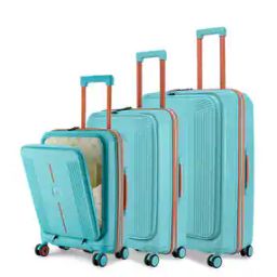 Set of 3 Alexandria with Flat Top Front Opening Trolley Bags - S | M| L-picture-41