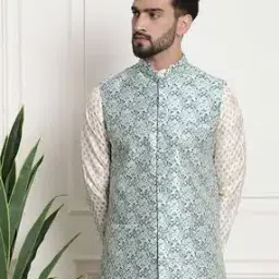 Floral Woven Nehru Jacket-46
