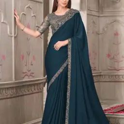 Women Embroidered Design Sequins Satin Silk Embellished Saree Traditional Saree-picture-12