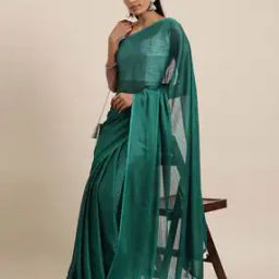 Striped Georgette Saree with Tassels-image-15