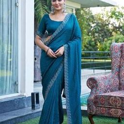 Women Embroidered Saree with Contrast Border-image-29