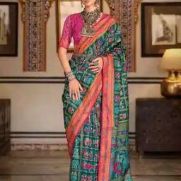 Women Printed Silk Saree with Tassels-image-28