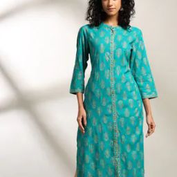 Women Printed Round-Neck Straight Kurta-image-50
