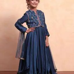 biba Girls Embroidered Anarkali Kurta with Pants & Dupatta-picture-13