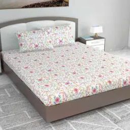 144 TC Floral Print King Bedsheet with Pillow Covers-28