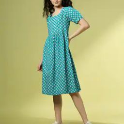 Women Floral Print A-Line Dress-14