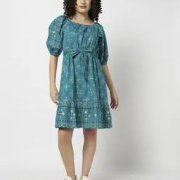 Women Floral Print Cotton A-Line Dress-image-24