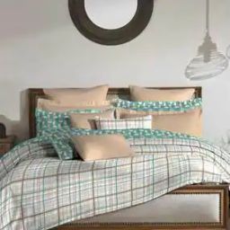 210 TC Checked King-Size Bedsheet with Pillow Covers-image-10