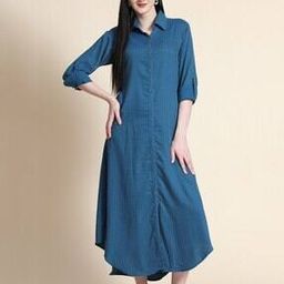 Striped Shirt Dress with Roll-up Sleeves-image-75